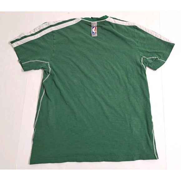 Boston Celtics Distressed Adidas NBA Basketball TShirt Men's Medium Logo Striped - Picture 8 of 11
